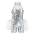 thumbnail image 1 of Aislor Kids Girls Shiny Sequins Ballet Jazz Latin Dance  Mesh Splice Leotard Dancewear White 8, 1 of 7