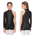 thumbnail image 1 of Aislor Girls Shiny Leotard Gymnastic Jumpsuits Ballet Dance Unitard Biketard Bodysuits Ballroom Dancewear Black 14, 1 of 7