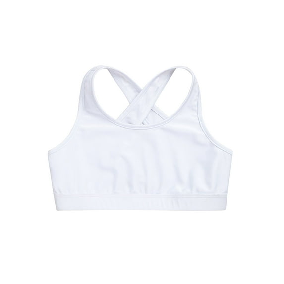 Aislor Kids Girls' Sleeveless Keyhole Back Crop Top Dance Gym Yoga Workout Sport Dancewear Size 4-16 White 14