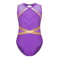 thumbnail image 1 of Aislor Kids Girls Sleeveless Keyhole Back Patchwork Gymnastics Leotard Kids Ballet Dance Unitard Purple 16, 1 of 5