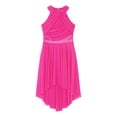 thumbnail image 1 of Aislor Girls Rhinestones Halter Neck Lyrical Dance Dress Ballet Tulle Leotard Dress Hi-Lo Contemporary Dancewear Hot Pink 6, 1 of 7