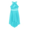 thumbnail image 1 of Aislor Girls Rhinestones Halter Neck Lyrical Dance Dress Ballet Tulle Leotard Dress Hi-Lo Contemporary Dancewear Light blue 12, 1 of 7