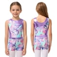 thumbnail image 1 of Aislor Girls Metallic Gymnastic Leotard 2 Piece Ballet Dance Bodysuit with Sparkly Shorts Outfits Colorful Shadow 8, 1 of 7