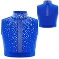 thumbnail image 1 of Aislor Kids Girls Sleeveless Shiny Rhinestone Lyrical Jazz Modern Ballet Dance Crop Tank Tops Shirt Dancewear Blue 8, 1 of 7