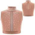 thumbnail image 1 of Aislor Kids Girls Sleeveless Shiny Rhinestone Lyrical Jazz Modern Ballet Dance Crop Tank Tops Shirt Dancewear Dusty Pink 6, 1 of 7