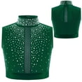 thumbnail image 1 of Aislor Kids Girls Sleeveless Shiny Rhinestone Lyrical Jazz Modern Ballet Dance Crop Tank Tops Shirt Dancewear Green 6, 1 of 7