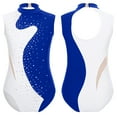 thumbnail image 1 of Aislor Kids Girls Sleeveless Sparkly Gymnastic Leotard Mock Neck Rhinestone Ballet Skating Dancewear Blue 10, 1 of 6