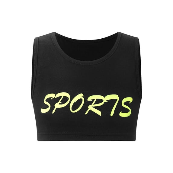Aislor Kids Girls Sports Crop Tank Top Athletic Racerback Jazz Hip Hop Dance Active Vest Size 6-16 A Fluorescent Green 10