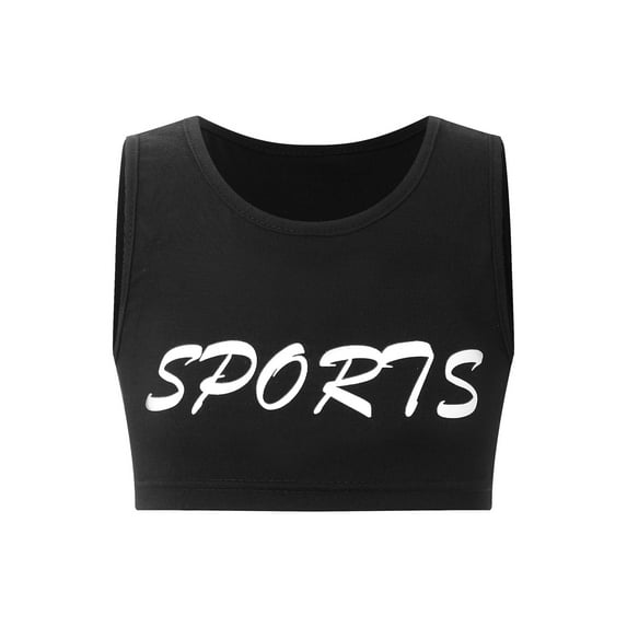 Aislor Kids Girls Sports Crop Tank Top Athletic Racerback Jazz Hip Hop Dance Active Vest Size 6-16 White 6