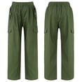 thumbnail image 1 of Aislor Kids Girls Stylish Cargo Jogger Pants Casual Loose Jazz Hip Hop Dancewear Size 5-14 A Army Green 14, 1 of 7