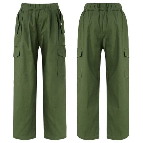 Aislor Kids Girls Stylish Cargo Jogger Pants Casual Loose Jazz Hip Hop Dancewear Size 5-14 A Army Green 14