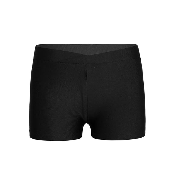 Aislor Kids Girls V-front Waistband Shorts Breathable Stretchy Bike Shorts Sports Ballet Dance Bottoms Size 2-16 A Black 8-10