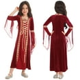 thumbnail image 1 of Aislor Kids Girls Vintage Renaissance Medieval Costume Velvet Princess Maxi Dress 4-16 Burgundy 10, 1 of 7