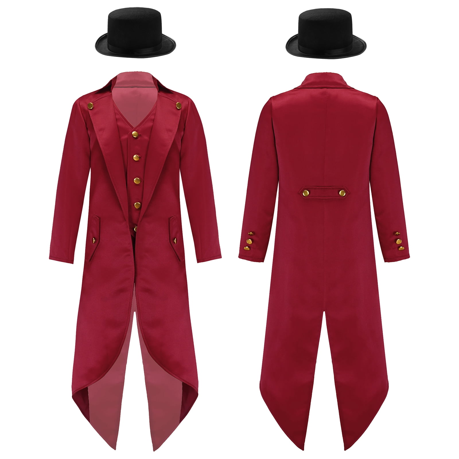 Aislor Blazer Enfant Garçon Steampunk Gothique Tailcoat - Costume Smoking Mariage Déguisement Halloween, Tailles 6-16 Ans
