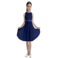 thumbnail image 1 of Aislor Kids Sleeveless Princess Lace Wedding Bridesmaid Rhinestone Chiffon Flower Girls Dress Elegant Gown Navy Blue 16, 1 of 7