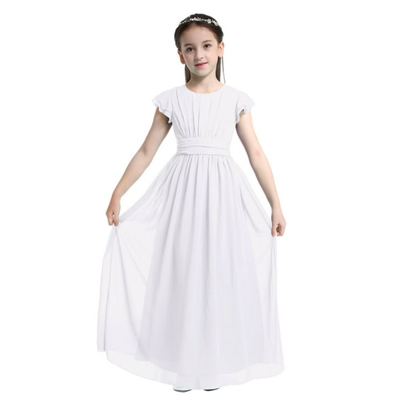 Aislor Little Big Girls First Communion Gown Sleeveless Bridesmaid Princess Dress