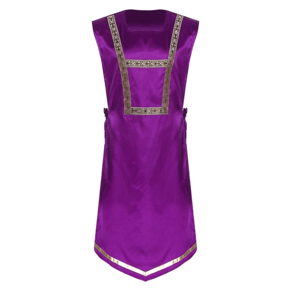 Aislor Liturgical Dancewear for Women Sleeveless Side Lace-up Church Worship Praise Dance Tunic Dress Purple XL