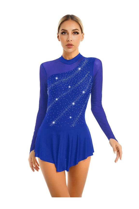 Lyrical Women's Figure Ice Skating Dress Sequins Spandex Gymnastics Leotard Dancewear