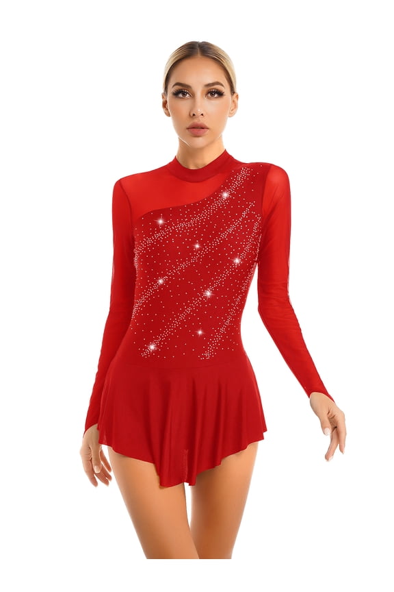 Lyrical Women's Figure Ice Skating Dress Sequins Spandex Gymnastics Leotard Dancewear