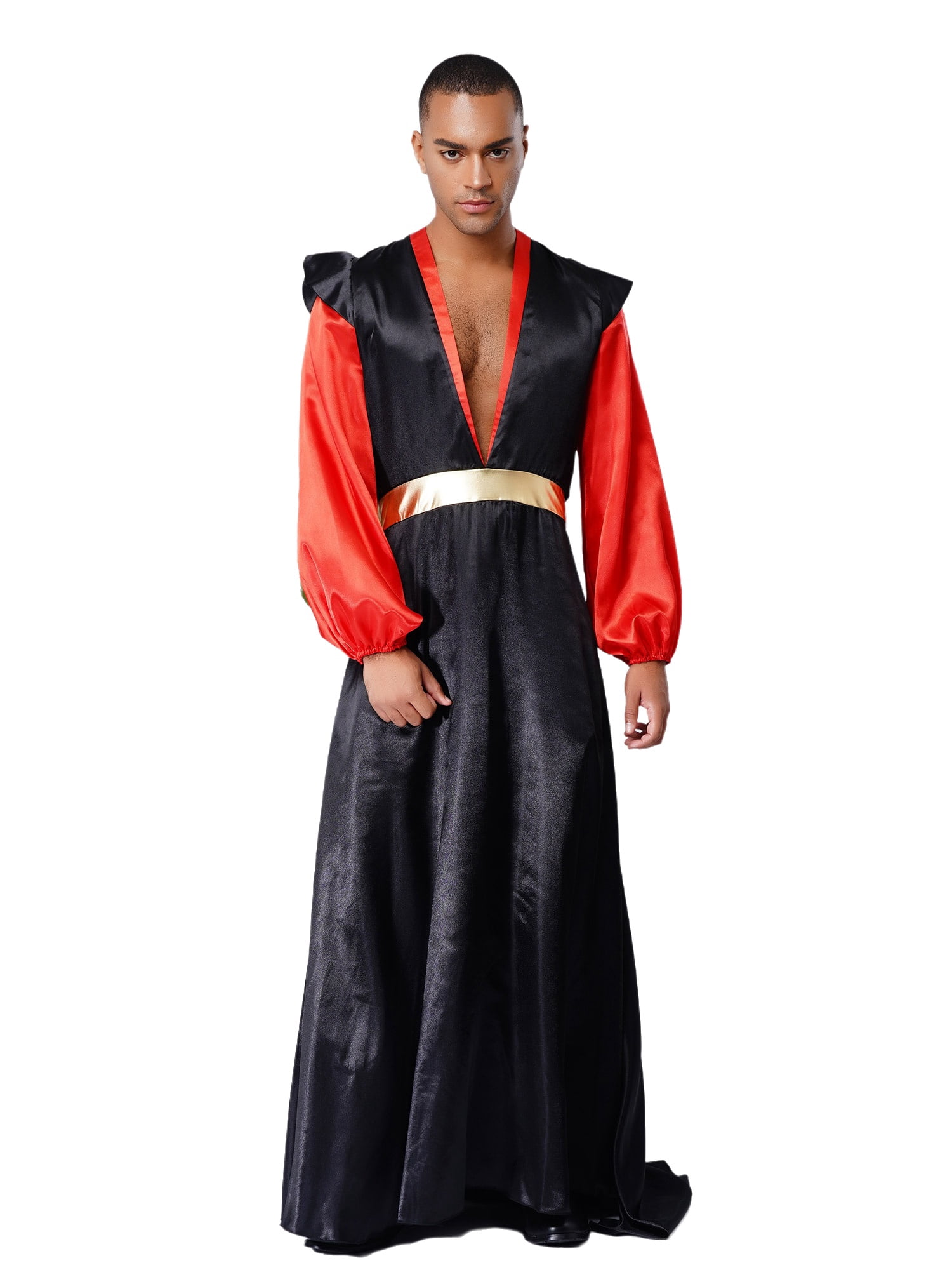 Villian Robe Aislor Men Arabian Villain Cosplay Long Lantern Sleeves Robe with ...