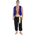 thumbnail image 1 of Aislor Men's 2Pcs Arabian Prince Halloween Cosplay Costume Carnival Theme Party Clubwear Fancy Dress Royal Blue&Black XL, 1 of 7