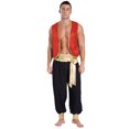 thumbnail image 1 of Aislor Men's 2pcs Arabian Prince Costume Cosplay Halloween Party Fancy Dress Up Vest with Lantern Pants Burgundy&Black XXL, 1 of 7