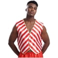 thumbnail image 1 of Aislor Men's Christmas Vest V-Neck Sleeveless Striped Santa Waistcoats Festival Party Top Clubwear Size S-XXL Red&White M, 1 of 7