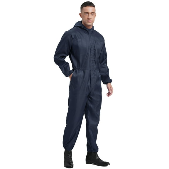 Aislor Men's Dustproof Workwear Long Sleeve Coverall Suit With Hood Workwear Overall Suit A Navy Blue XL/175