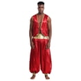 thumbnail image 1 of Aislor Men's Halloween Arabian Prince Costume 2 Piece Persian Cosplay Vest Long Pants Outfits Burgundy&Burgundy M, 1 of 7