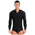 thumbnail image 1 of Aislor Men's Latin  Costume Sparkly Rhinestones Ballroom Dance Shirt Stand Collar Button Down Leotard Black S, 1 of 7