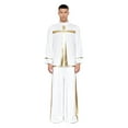 thumbnail image 1 of Aislor Men's Liturgical Praise Dance Outfit Metallic Shiny Cross Pullover Tops and Loose Pants Church Worship Dancewear White XL, 1 of 7