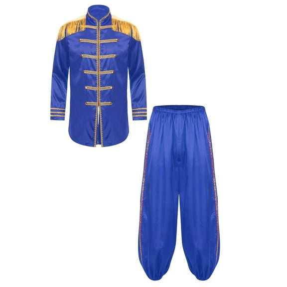 Aislor Mens 2Pcs Hippie Music Star 1960s Halloween Xmas SGT Sergeant Pepper Jacket with Pants Royal Blue S
