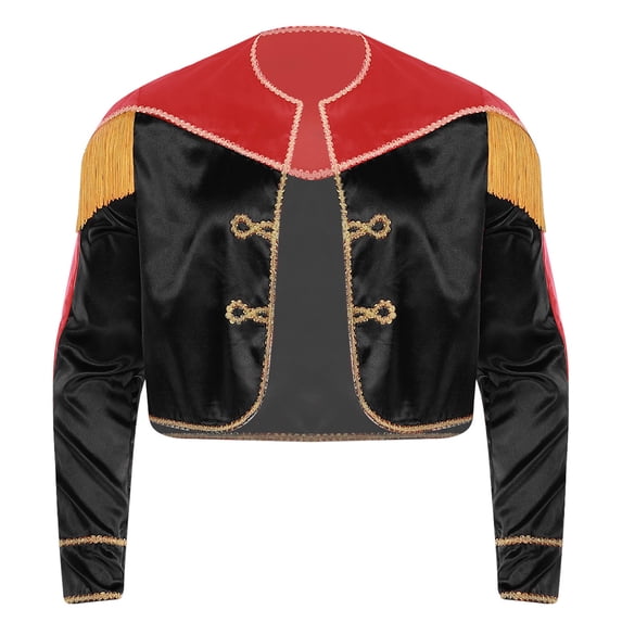 Aislor Mens Matador Long Sleeve Open Front Jacket Mariachi Role Play Cropped Coats Black XXL