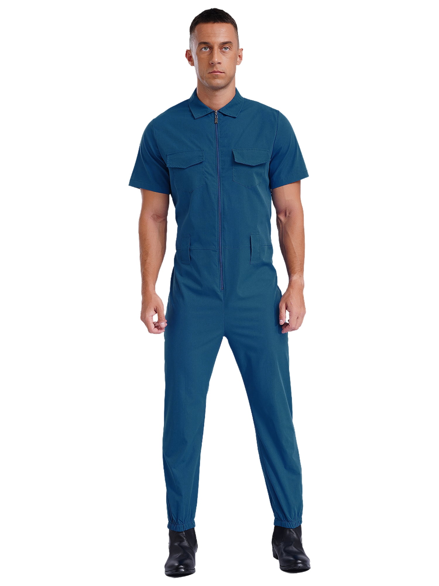 Aislor Mens Rompers Jumpsuits Short Sleeve One Piece Long Pants