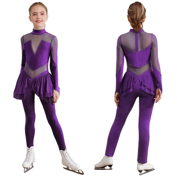 Aislor Rhythmic Romper Leotard for Girls Tank Unitard Gymnastics Leotard One Piece Figure Skating Dress Jumpsuit Purple 6