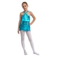 thumbnail image 1 of Aislor Sequins Latin Dance for Girls Ballet Dress for Lyrical Jazz Rumba Chacha Samba Ballroom Dancewear Sky Blue 10, 1 of 7