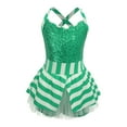 thumbnail image 1 of Aislor Toddler Girls Christmas Dress Shiny Sequins Stripe Tulle Ballet Leotard Dance Gymnastic Green 8, 1 of 7
