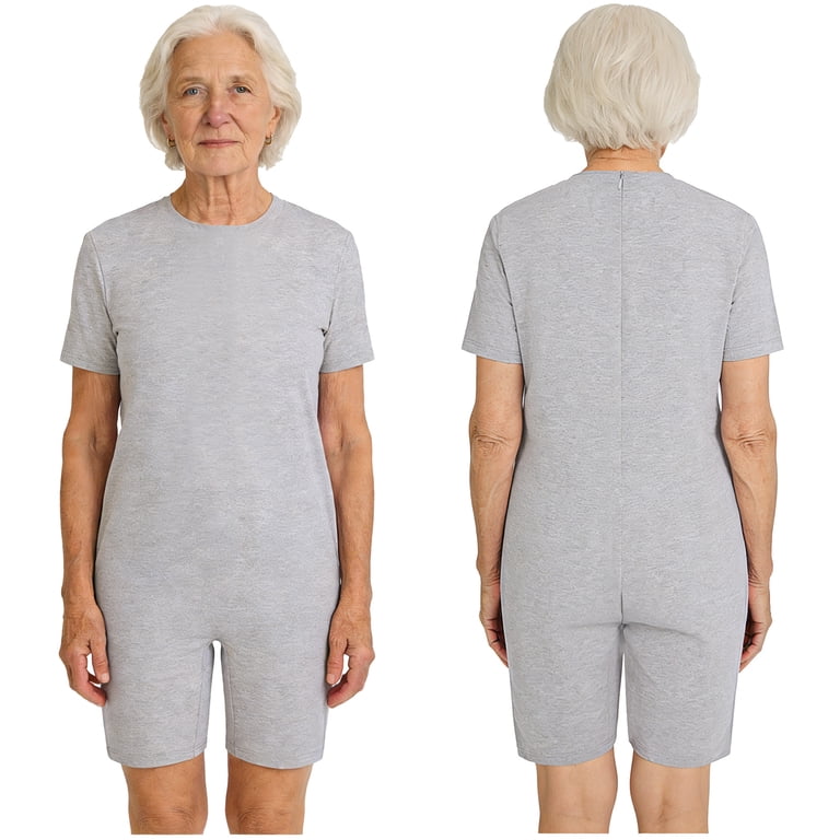 Aislor Unisex Alzheimer Anti-Strip Jumpsuit Short Sleeve Short