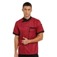 thumbnail image 1 of Aislor Unisex Chef Coat Men's Short Sleeve Chef Jacket Restaurant Kitchen Cooking Chef Uniform A Burgundy L, 1 of 7