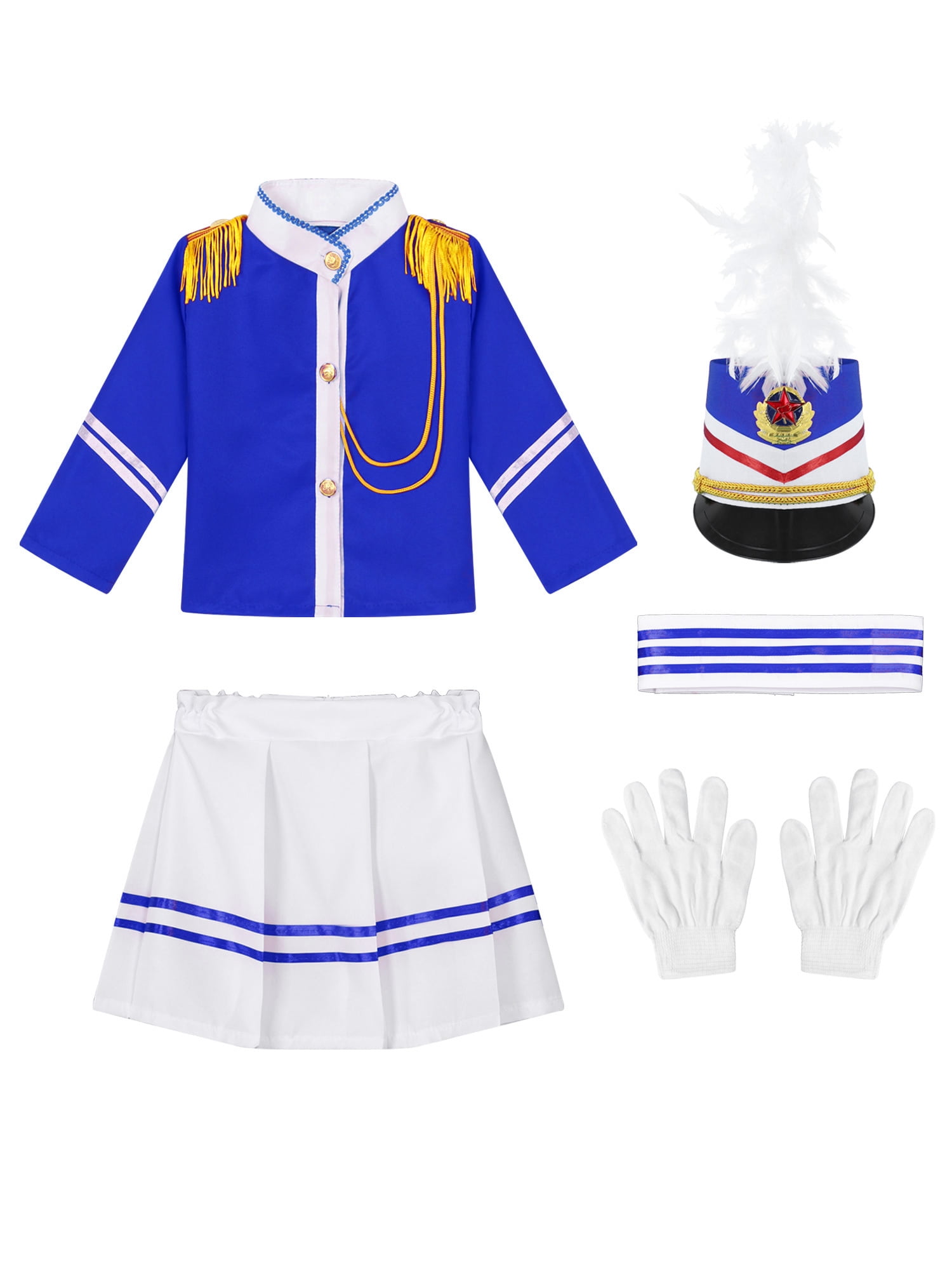 Aislor Unisex Girls Boys Deluxe Marching Band Uniform Sets Royal Guard Show Festival  Costume 3-12 Royal Blue B 11-12 - Walmart.com