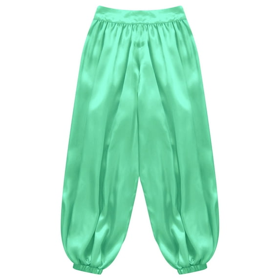 Aislor Wide-Leg Palazzo Pants for Girls Praise Dancing Bottoms Belly Dance Bloomers Performance Costume Light Green 16