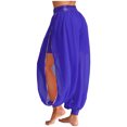 thumbnail image 1 of Aislor Women Belly Dance Side Split Yoga Pants Bloomer Trousers Perforance Blue One Size, 1 of 7