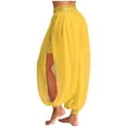 thumbnail image 1 of Aislor Women Belly Dance Side Split Yoga Pants Bloomer Trousers Perforance Yellow One Size, 1 of 7