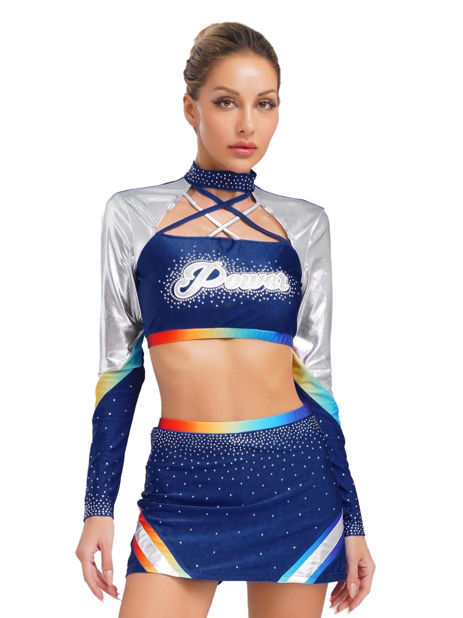 Playful Cheerleader Mini Skirt & Crop Top