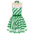 thumbnail image 1 of Aislor Women Christmas Candy Cane Sleeveless Ballet Dance Leotard Stripe Tutu Dress Party Green S, 1 of 7