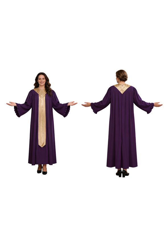Women Church Choir Worship Robe Liturgical Praise Dance Dress Christian Pastor Priest Purple S
