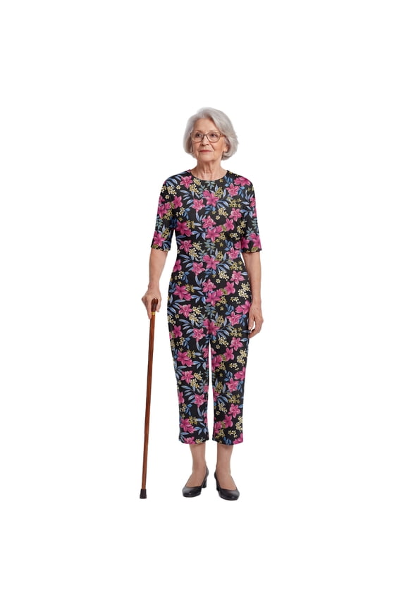 Women Dementia Elderly And Special Needs Elderly Special Need Adaptive Jumpsuit Casual Daily Wear Rose Black S