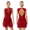 thumbnail image 1 of Aislor Women Glitter Rhinestone Figure Skating Dress Sleeveless Ballet Leotard Dance Outfits Burgundy XXL, 1 of 7