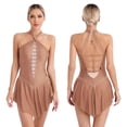 thumbnail image 1 of Aislor Women Halter Neck Gymnastics Leotard Sleeveless Ballet Dance Dress Performance Costume Dusty Pink S, 1 of 7