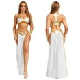 thumbnail image 1 of Aislor Women's 4 piece Greek Costume Halterneck Bralette Slit Long Skirts and Bracelet Set Outfit White S, 1 of 7
